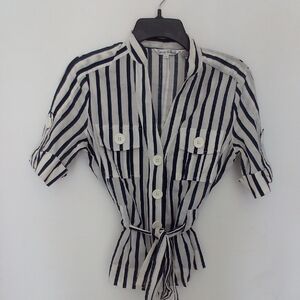 Capacity unlimited womens Striped Button-Up Blouse sizeSmall